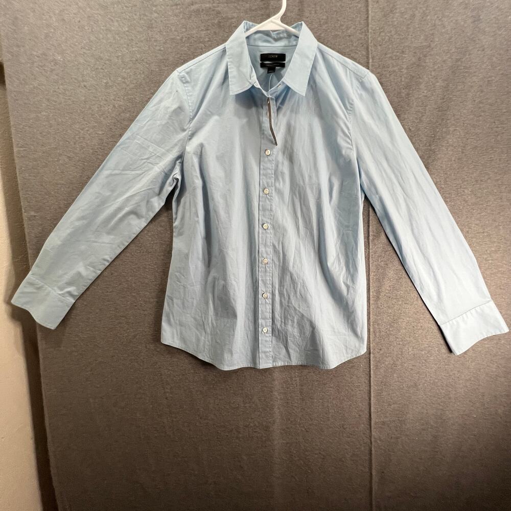 J.CREW Blue Button Up Shirt Women Size Medium Long Sleeve Shirt Ladies